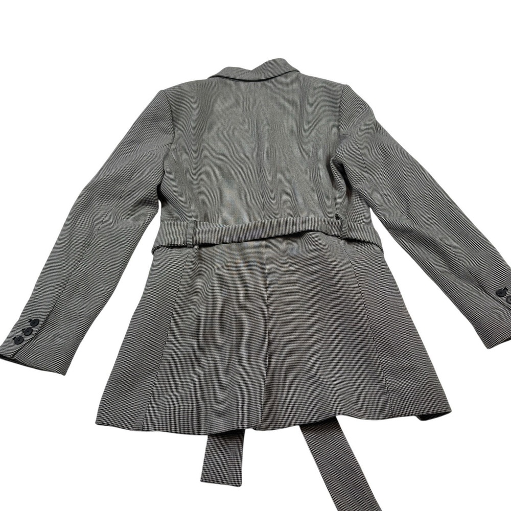 Mango MNG Houndstooth Belted Double Breasted Short Coat Size 8‎ Preppy Career - Picture 2 of 8